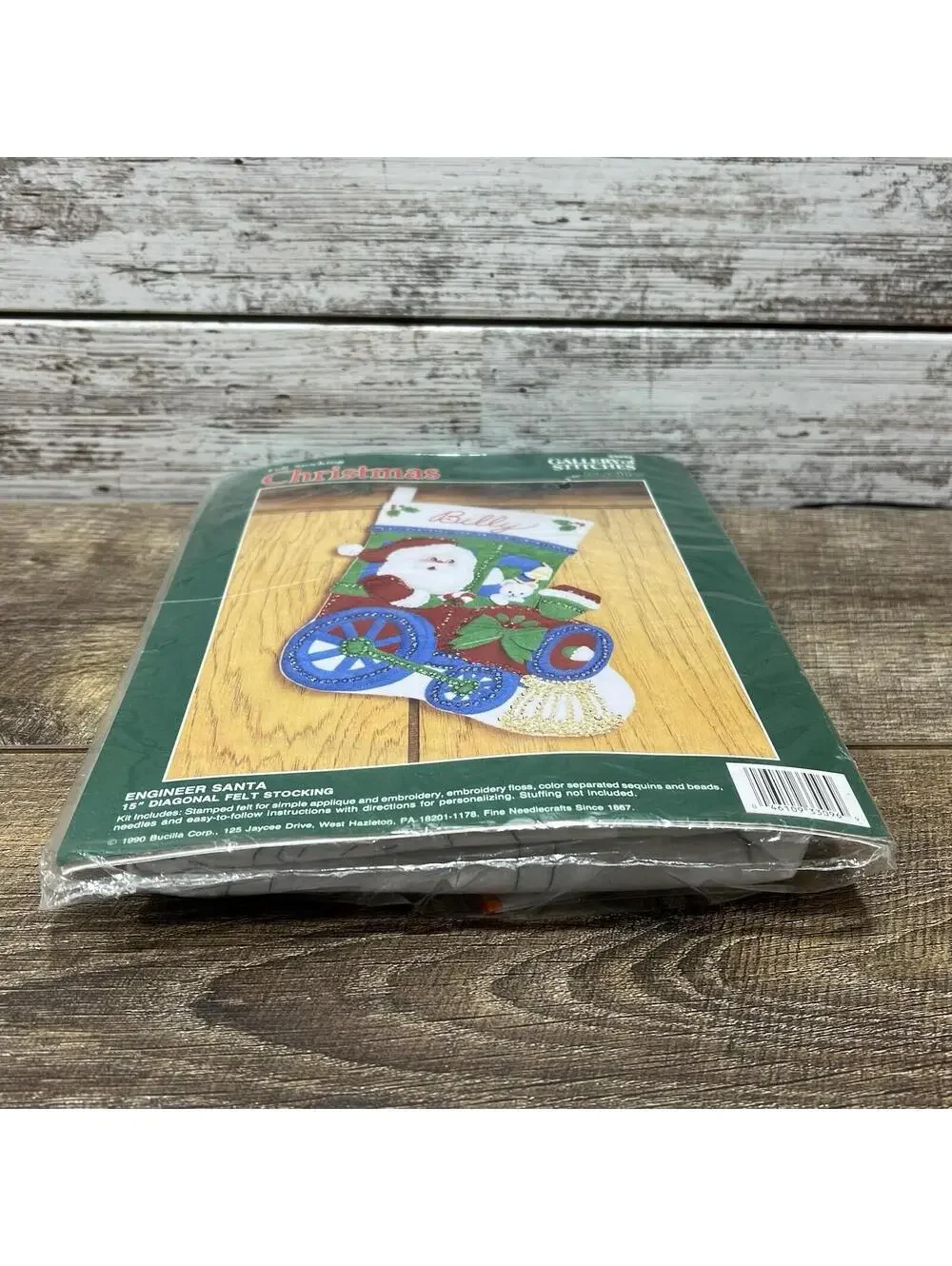 BUCILLA Engineer Santa 33096 Vintage 15” Felt Christmas Stocking Kit SEALED